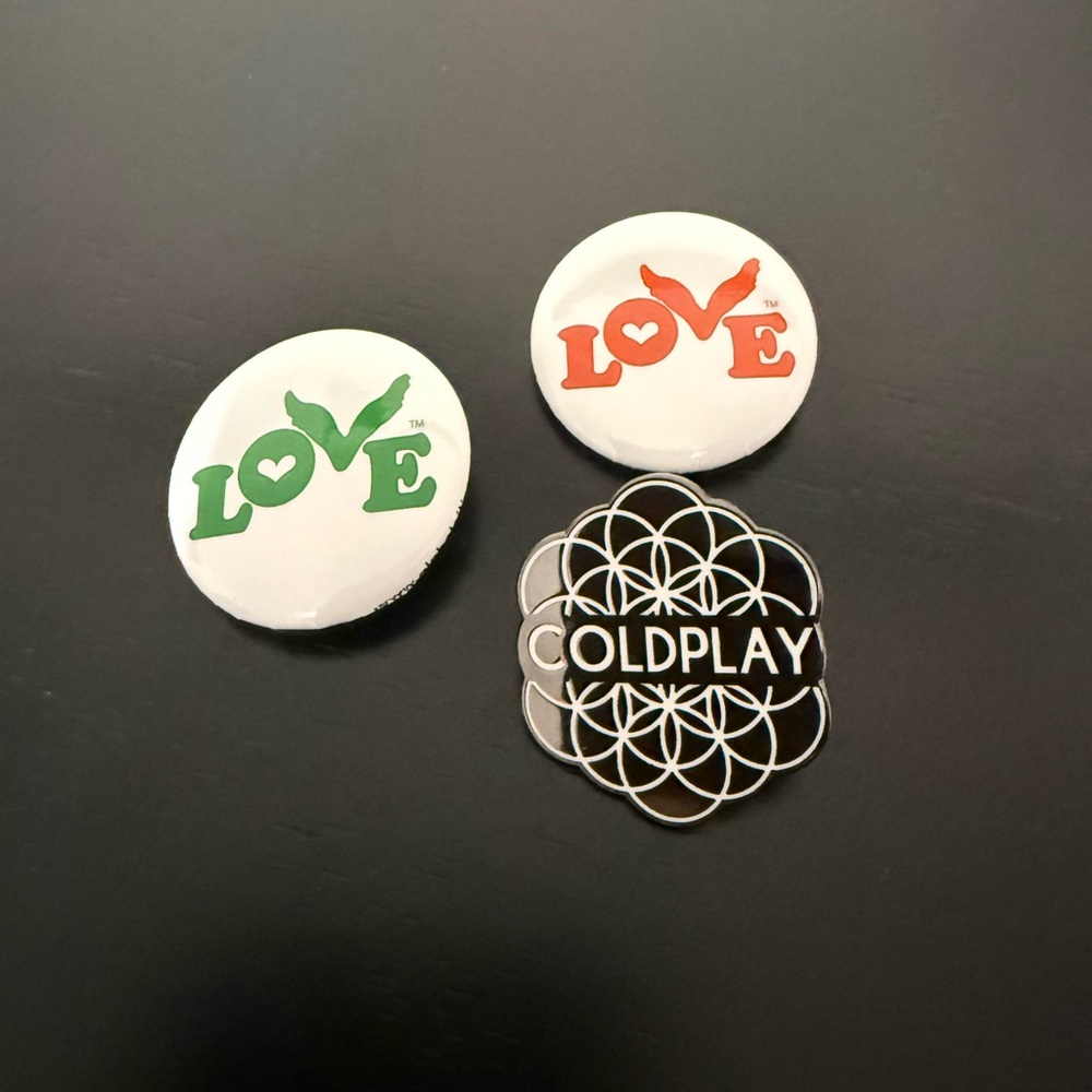 Coldplay Love Button Set - Green, Orange, Silver